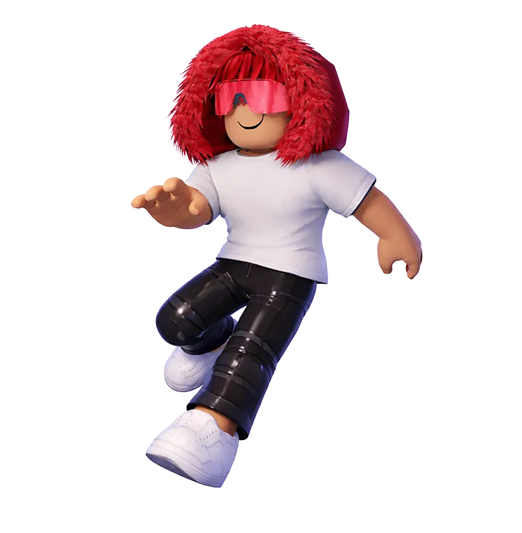 a man wearing a white t-shirt, leather pants, a fuzzy wool hood, and pink wraparound shades